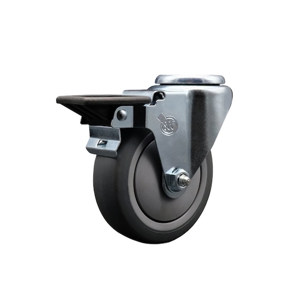 4'' Thermo Rubber Wheel Swivel Bolt Hole Caster with Posi Lock Brake